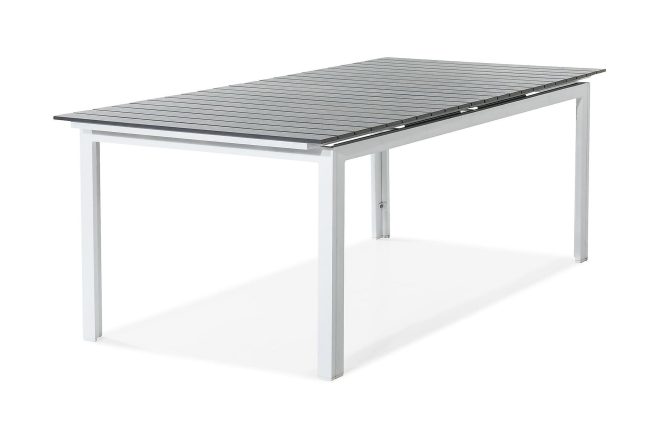 Förlängningsbart matbord utomhus tunis 220-280x100 cm - vit/grå