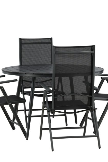 Break matgrupp utomhus rund 120cm + 4 break positionsstol - svart