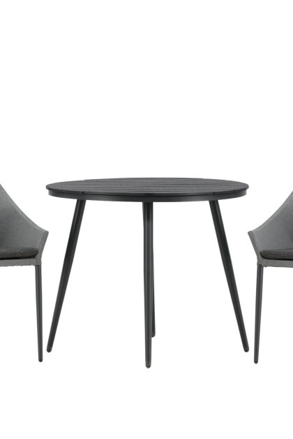 Break caférupp rund 90 cm + 2 spoga matstol - grå/svart