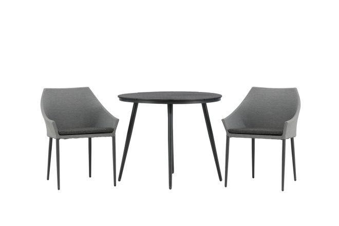 Break caférupp rund 90 cm + 2 spoga matstol - grå/svart