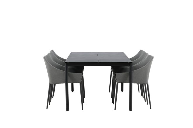 Modena matgrupp utomhus 200x100 cm + 6 spoga matstol - svart