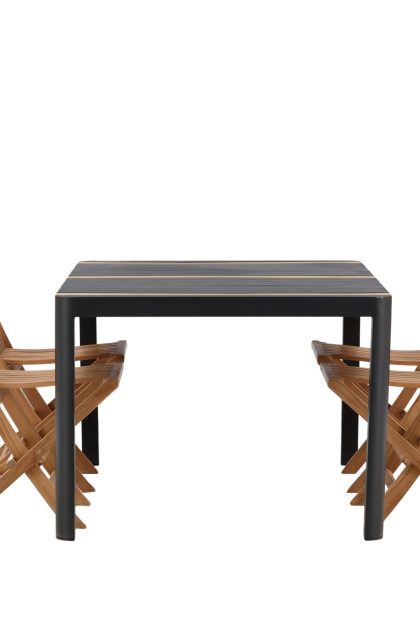 Togo matgrupp utomhus 150x100 cm + 4 ghana hopfällbar stol - svart/brun