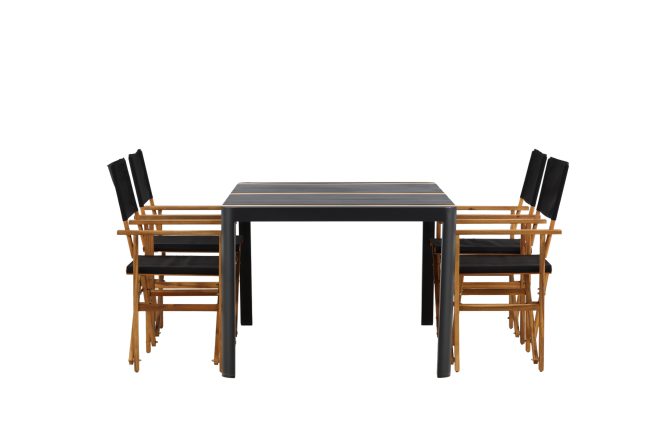 Togo matgrupp utomhus 150x100 cm + 4 marion stol - svart/brun