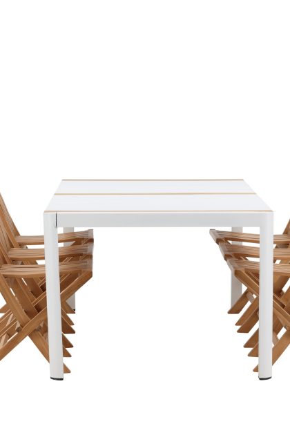 Togo matgrupp utomhus 200x100 cm + 6 ghana hopfällbar stol - vit/brun