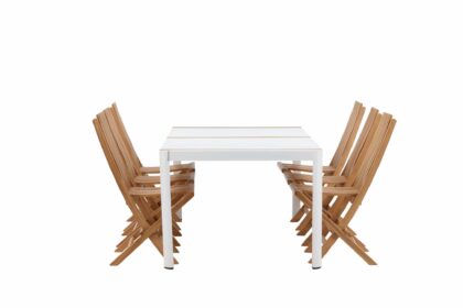 Togo matgrupp utomhus 200x100 cm + 6 ghana hopfällbar stol - vit/brun