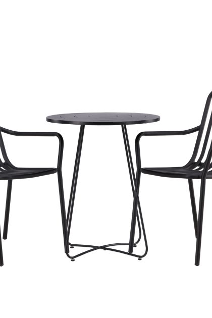Bacong caféset rund 60 cm + 2 st peking karmstolar - svart