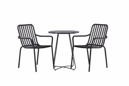 Bacong caféset rund 60 cm + 2 st peking karmstolar - svart