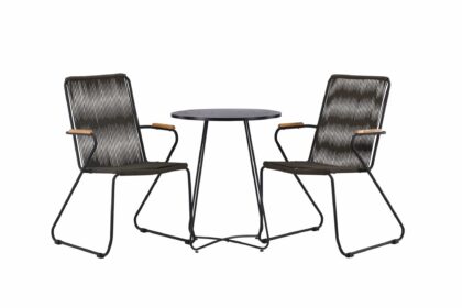 Bacong caféset rund 60 cm + 2 st bois karmstolar - svart