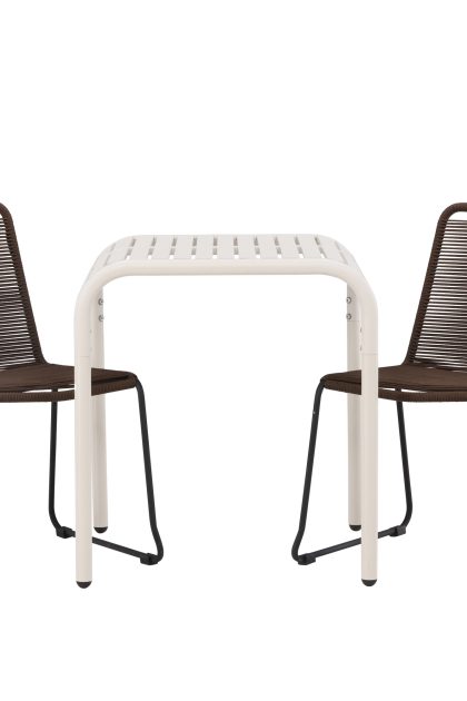 Borneo caféset 70 cm + 2 st lindos matstolar - brun/beige
