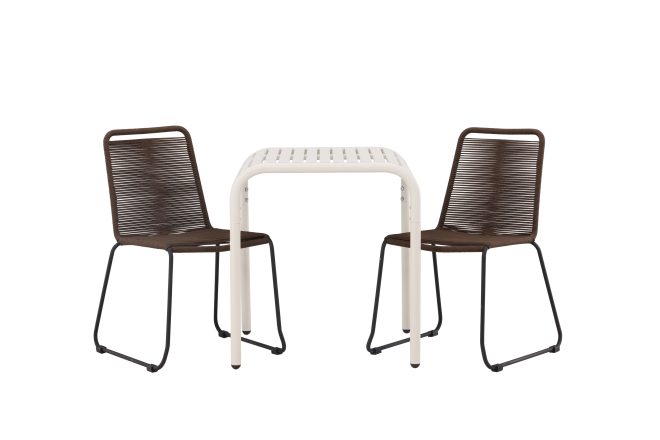 Borneo caféset 70 cm + 2 st lindos matstolar - brun/beige