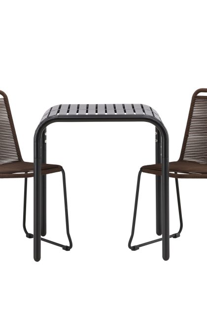Borneo caféset 70 cm + 2 st lindos matstolar - brun/svart