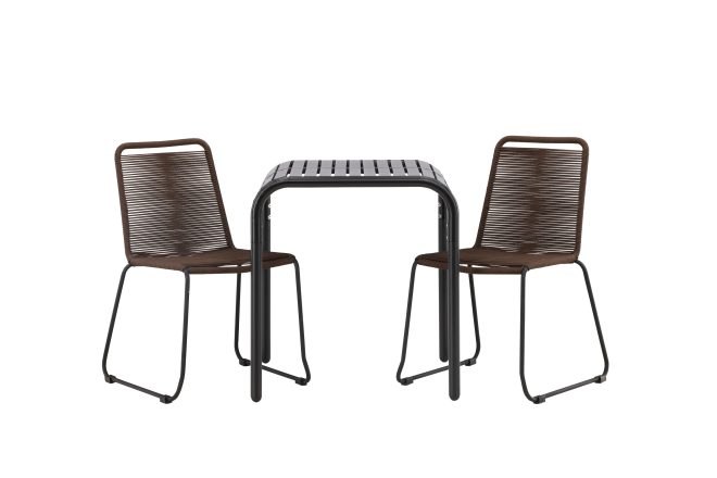 Borneo caféset 70 cm + 2 st lindos matstolar - brun/svart