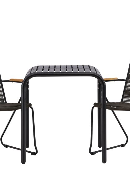 Borneo caféset 70 cm + 2 st bois karmstolar - svart
