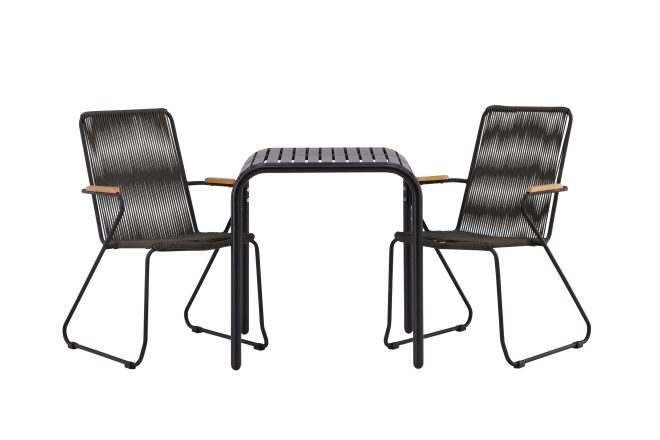 Borneo caféset 70 cm + 2 st bois karmstolar - svart