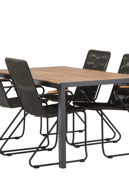 Break matgrupp utomhus 150 cm + 4 st bois karmstolar - svart/brun