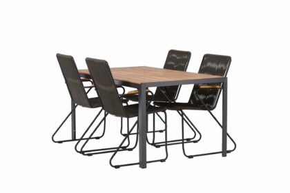 Break matgrupp utomhus 150 cm + 4 st bois karmstolar - svart/brun