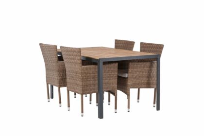 Break matgrupp utomhus 150 cm + 4 st malina karmstolar - brun