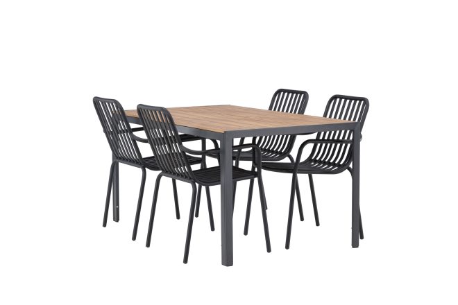 Break matgrupp utomhus 150 cm + 4 st peking karmstolar - svart/brun
