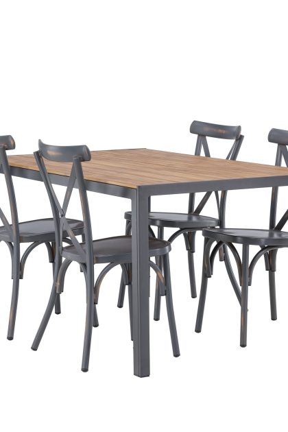 Break matgrupp utomhus 150 cm + 4 st tablas matstolar - brun/mörkgrå