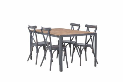 Break matgrupp utomhus 150 cm + 4 st tablas matstolar - brun/mörkgrå