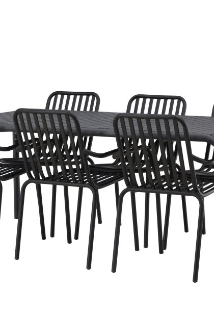 Borneo matgrupp utomhus 200 cm + 6 st peking karmstolar - svart