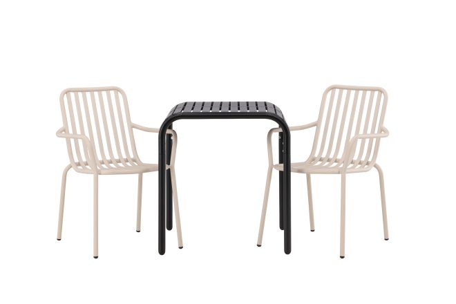 Borneo caféset 70 cm + 2 st peking karmstolar - beige/svart