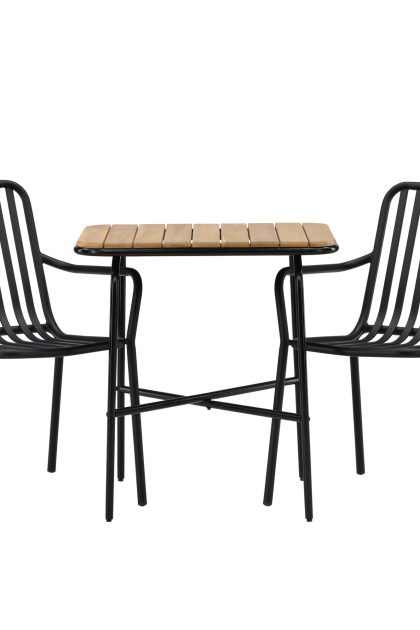 Holmbeck caféset 70 cm + 2 st peking karmstolar - svart/brun