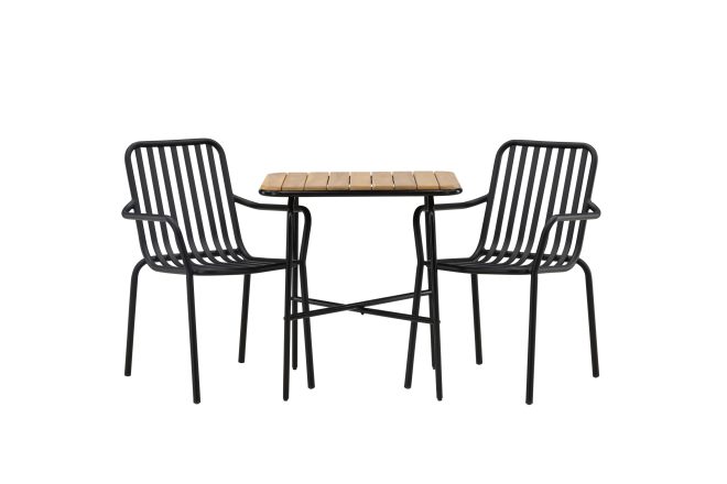 Holmbeck caféset 70 cm + 2 st peking karmstolar - svart/brun