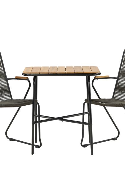 Holmbeck caféset 70 cm + 2 st bois karmstolar - svart/brun