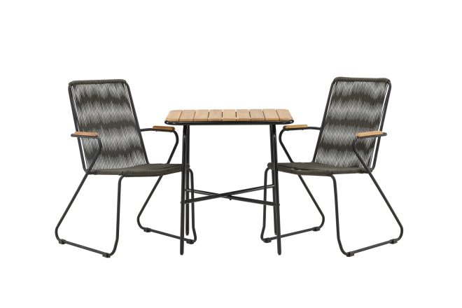 Holmbeck caféset 70 cm + 2 st bois karmstolar - svart/brun