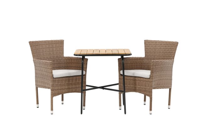 Holmbeck caféset 70 cm + 2 st malina karmstolar - brun