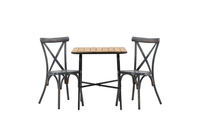 Holmbeck caféset 70 cm + 2 st tablas matstolar - brun/mörkgrå