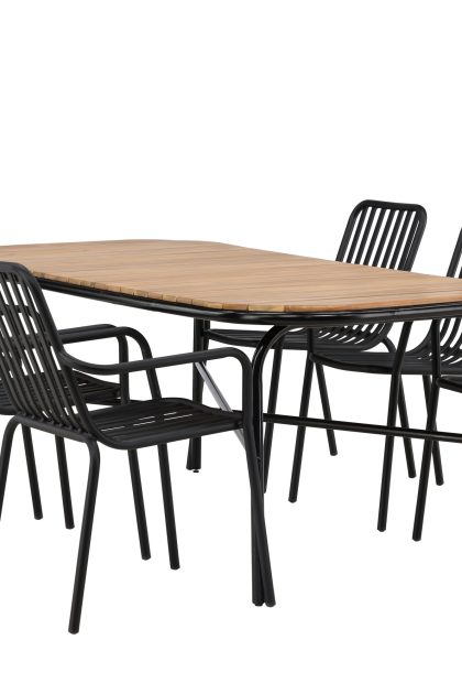 Holmbeck matgrupp utomhus 200 cm + 6 st peking karmstolar - svart/brun
