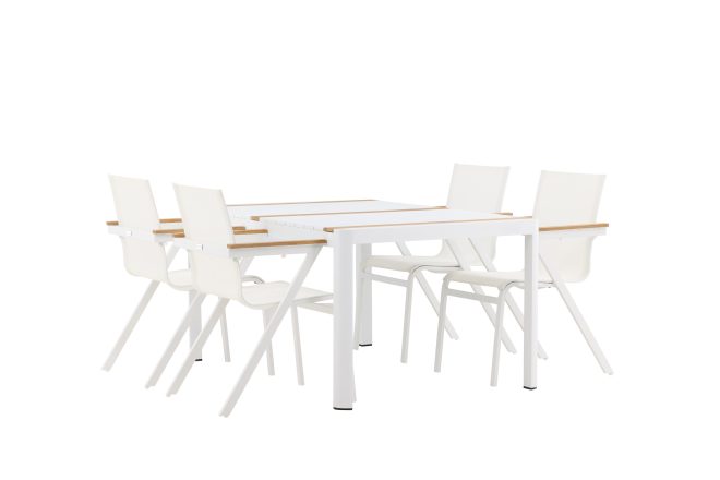 Togo matgrupp utomhus 150 cm + 4 st mexico karmstolar - vit