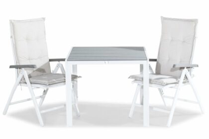 Matgrupp utomhus tunis 90x90 + 2 monaco lyx positionsstol dyna - vit|offwhite