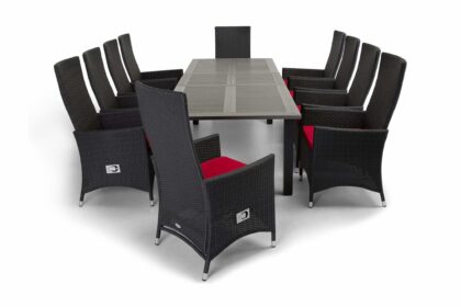 Matgrupp utomhus monaco matgrupp utomhus 220-280 + 10 jenny ställbar fåtölj - svart|grå