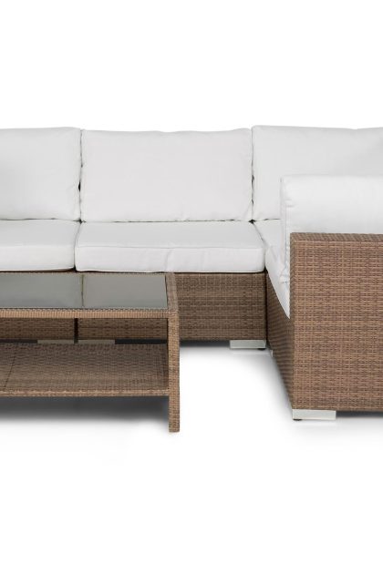 Loungegrupp utomhus bahamas 4-sits bord m hylla - sand