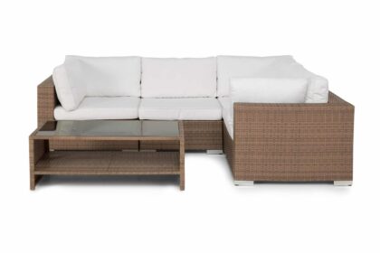 Loungegrupp utomhus bahamas 4-sits bord m hylla - sand