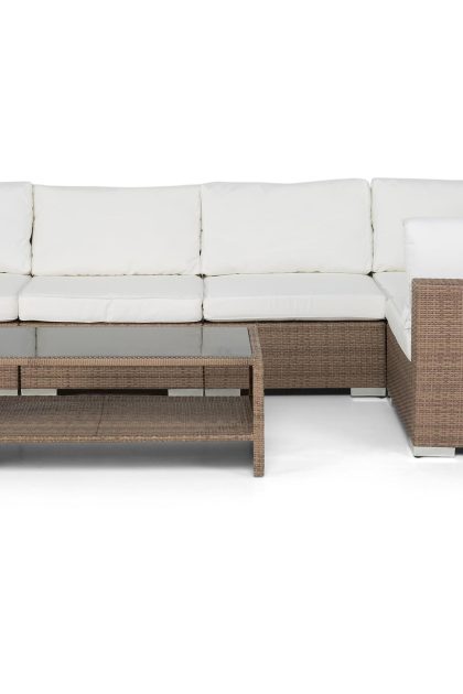 Loungegrupp utomhus bahamas 5-sits bord m hylla - sand