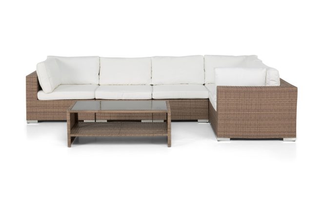 Loungegrupp utomhus bahamas 5-sits bord m hylla - sand