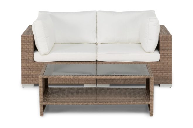 Loungegrupp utomhus bahamas 2-sits bord m hylla - sand