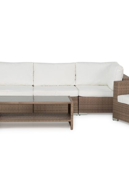Loungegrupp utomhus bahamas 5-sits bord m hylla - fåtölj sand