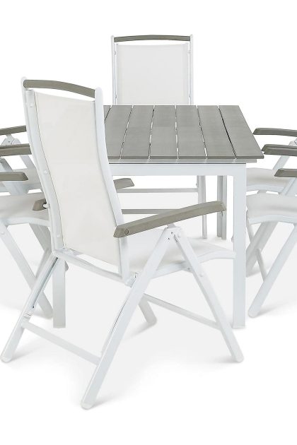 Matgrupp utomhus portland 152-210x90 cm + 6 monaco lyx positionsstol - grå/vit