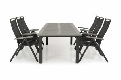 Matgrupp utomhus monaco 220-280 + 6 positionsstolar - svart|svart