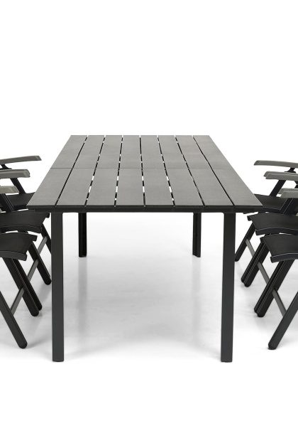 Matgrupp utomhus portland 220-280x90 + 6 monaco lyx positionsstol - svart|grå