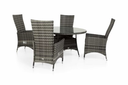 Matgrupp utomhus thor Ø140 + 4 jenny ställbar fåtölj - grå