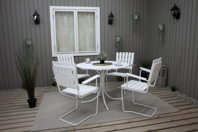 Karmstol utomhus vaxholm 4-pack vit - kwa