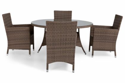 Matgrupp utomhus thor Ø140 + 4 thor fåtölj - sand|sand