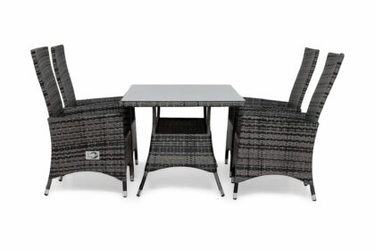 Matgrupp utomhus thor 140 + 4 jenny ställbar fåtölj - grå|grå