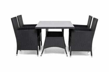 Matgrupp utomhus thor 140 + 4 thor lyx fåtölj - svart|svart